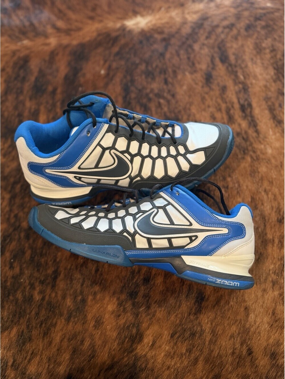 2011 Nike Zoom Breathe 2k11 SZ 13 Blue & White Blk Tennis Shoes 454127-140 Rare